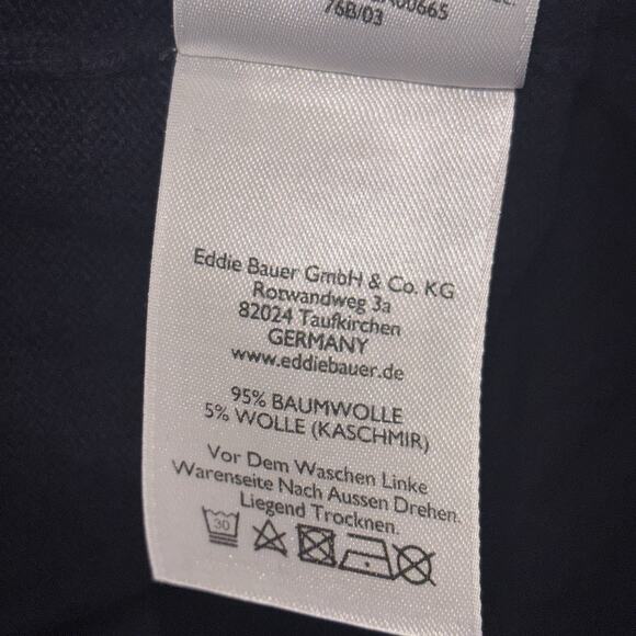 Eddie Bauer‎ Sweater Mens M Navy Blue Half Zip Cotton Cashmere Pullover Soft - Picture 6 of 15